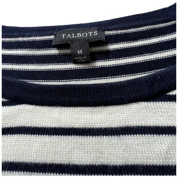 Talbots Medium Striped Long Sleeve Knit Top - Dark Blue & White - Picture 5 of 10